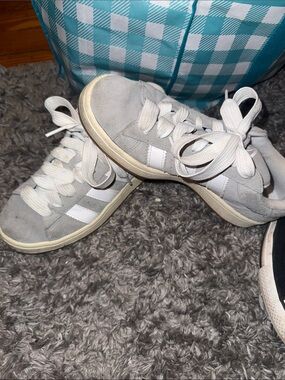 adidas Gray and White Suede Sneakers